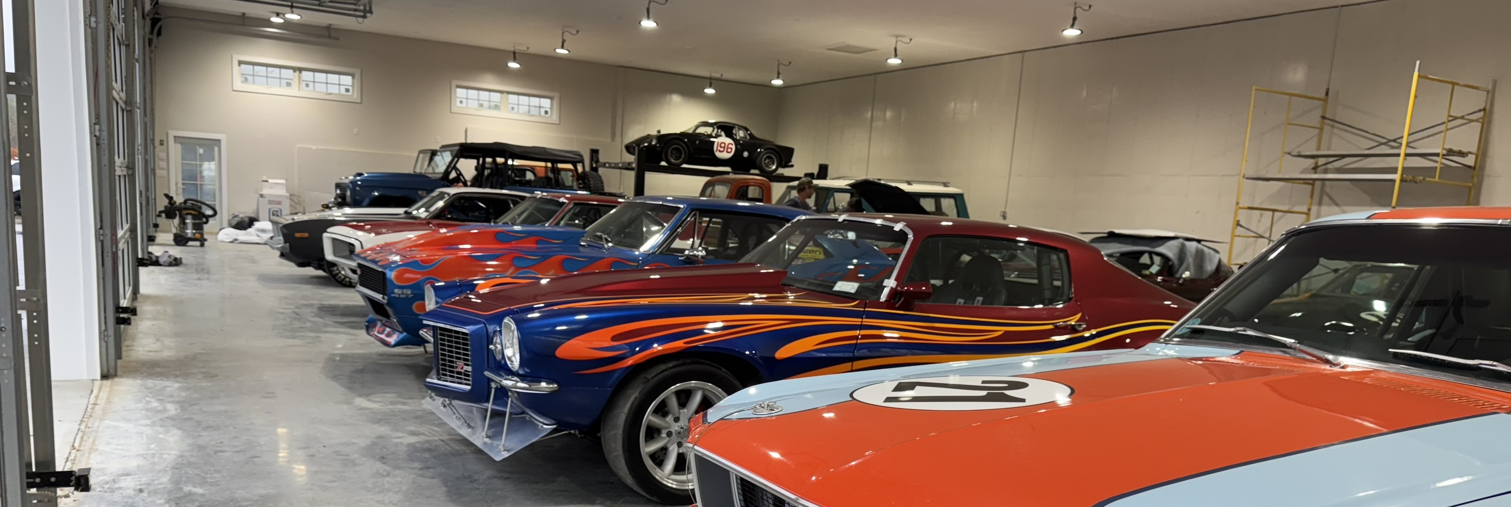 Cars lined up in the paddock